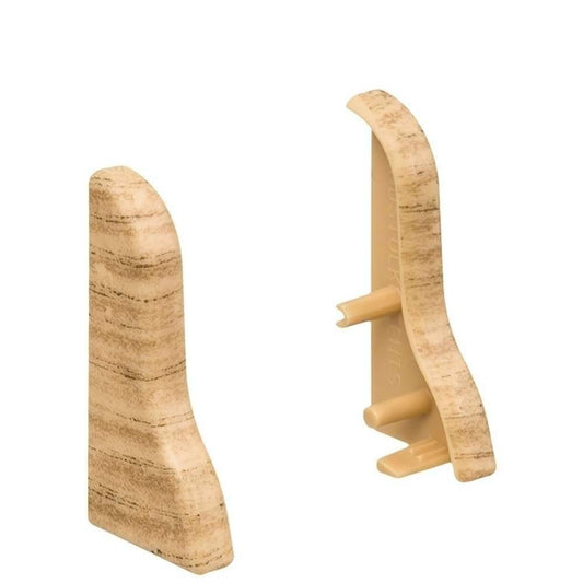 Endkappe Kunststoff für Stecksockelleiste 19x39mm geschwung. (2 Stk./Pack) Eiche*