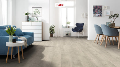 HARO Laminatboden TRITTY 100 Landhausdiele 4V Eiche Bergamo silbergrau* authentic soft Silent Pro Top Connect