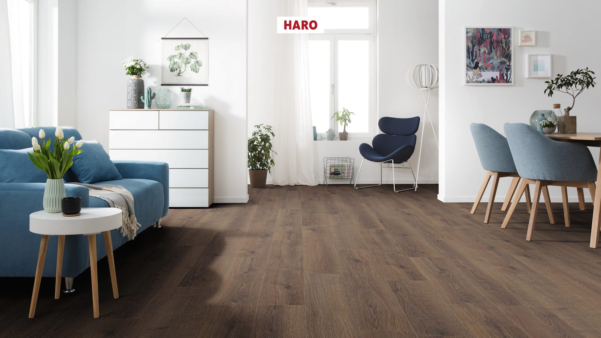 HARO Laminatboden TRITTY 100 Landhausdiele 4V Eiche Contura geräuchert* authentic Silent Pro Top Connect