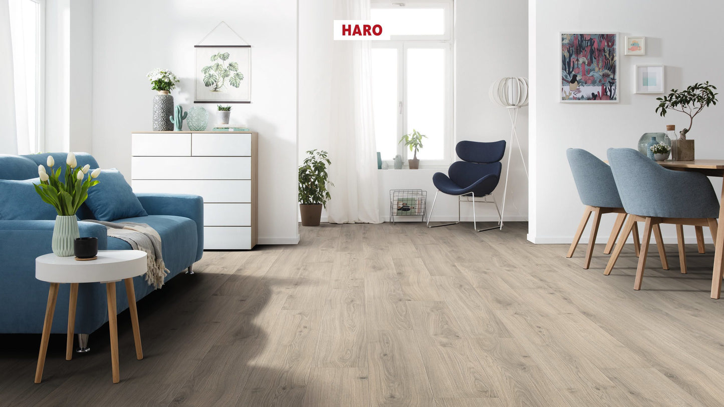 HARO Laminatboden TRITTY 100 Landhausdiele 4V Eiche Emilia samtgrau* authentic soft Silent CT Top Connect