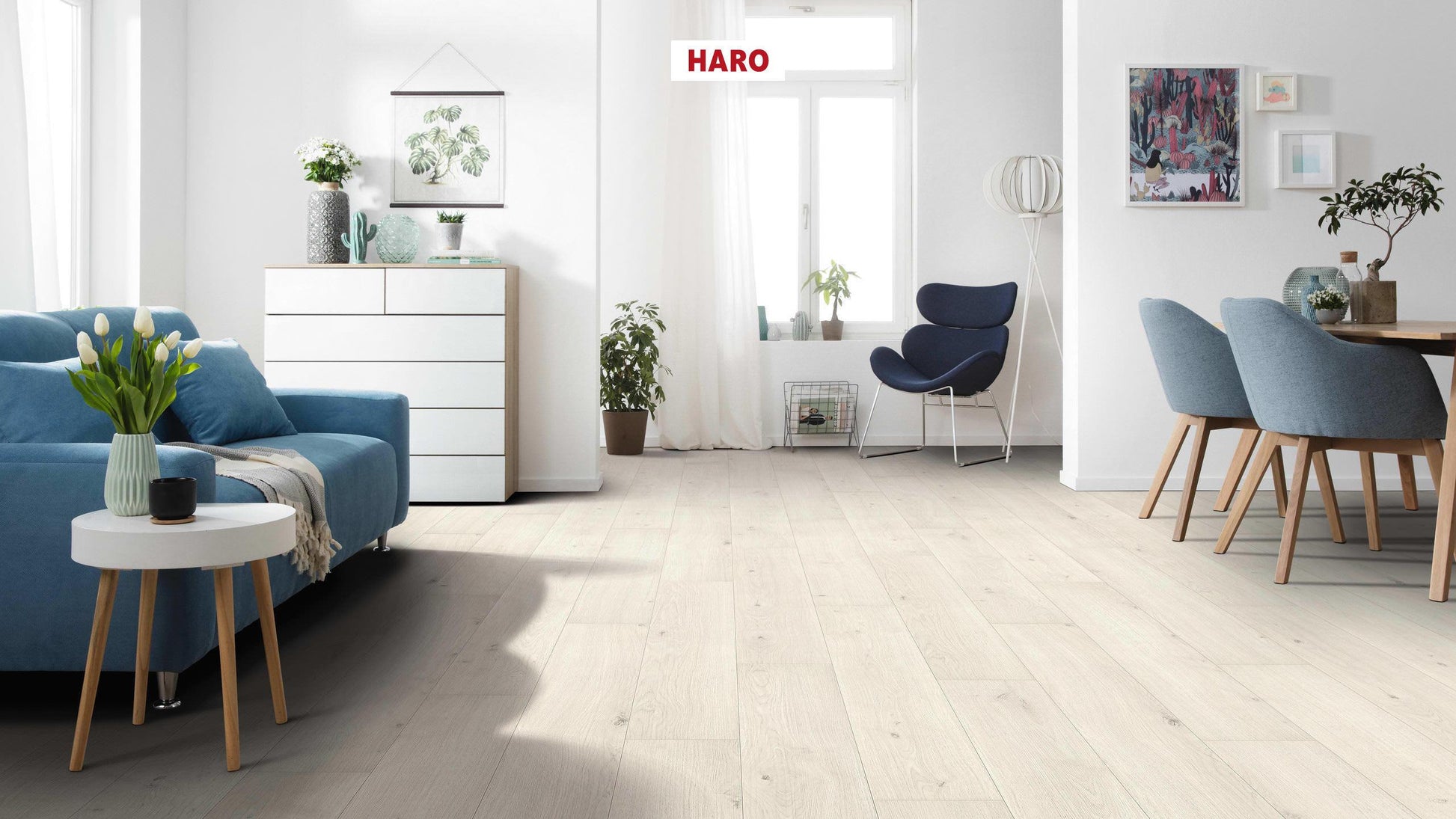 HARO Laminatboden TRITTY 100 Landhausdiele 4V Eiche Emilia weiß* authentic soft Silent CT Top Connect