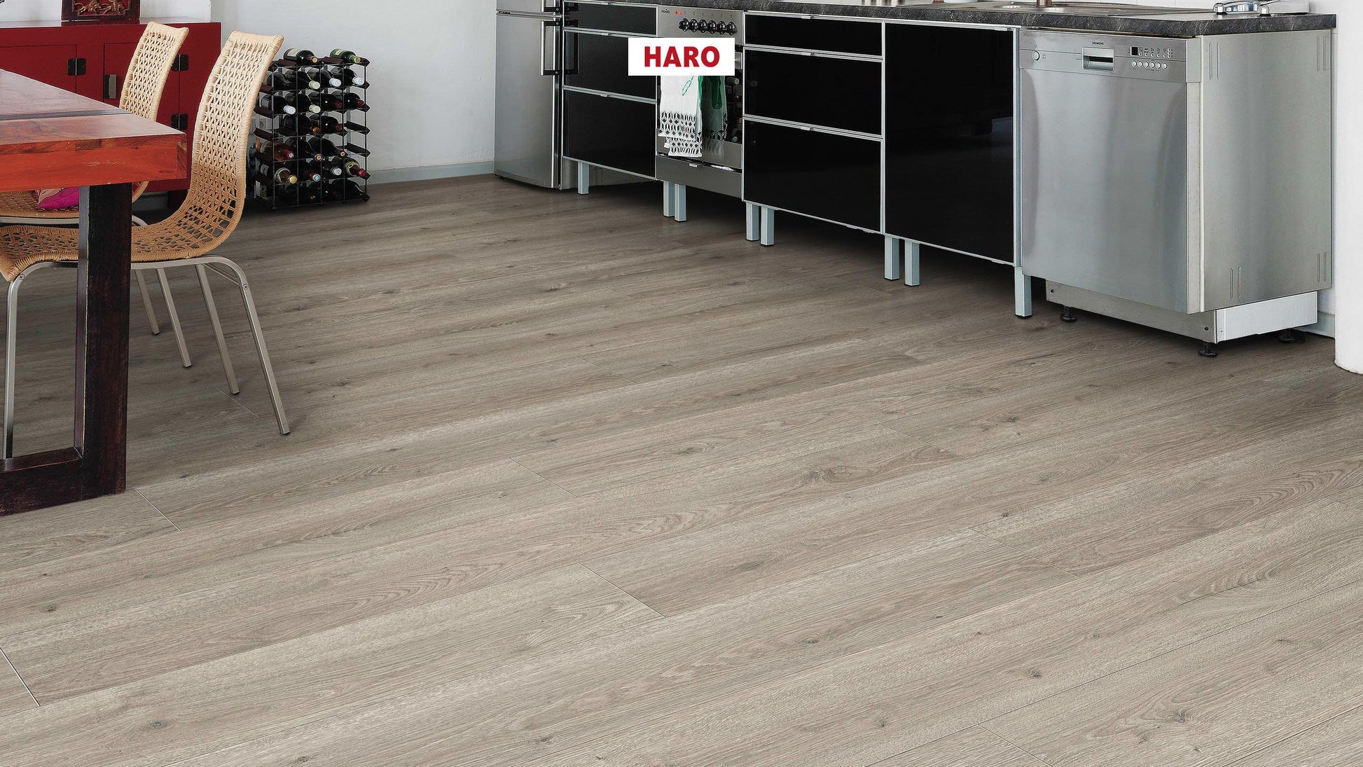 HARO Laminatboden TRITTY 100 Landhausdiele 4V Eiche Flavia grau* authentic Silent CT Top Connect