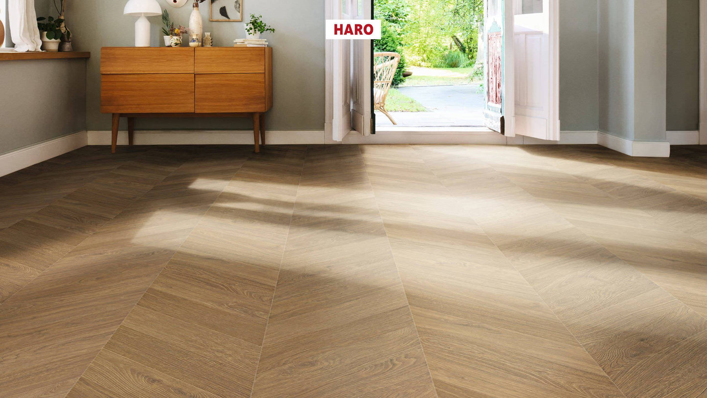 HARO Laminatboden TRITTY 200 Aqua Chevron 4VM Eiche Natur* authentic Lock Connect plus