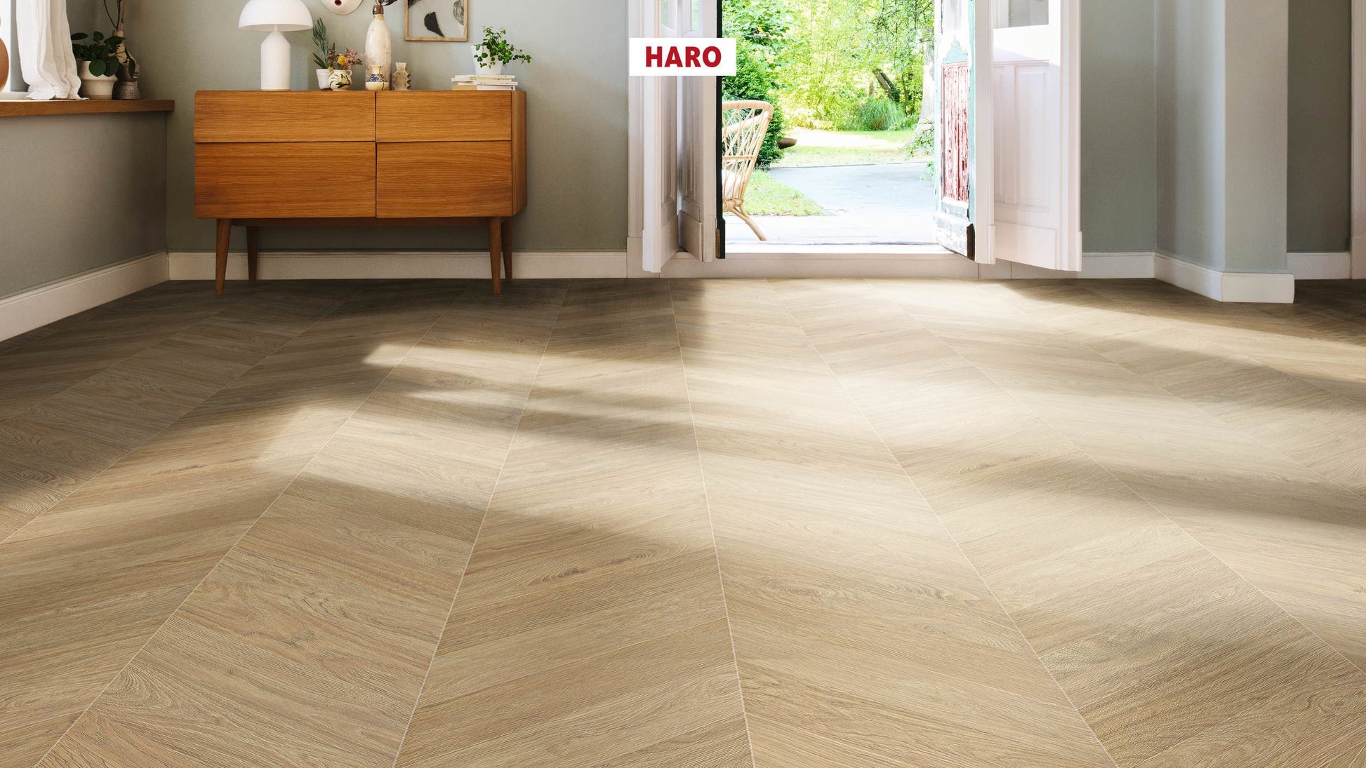 HARO Laminatboden TRITTY 200 Aqua Chevron 4VM Eiche puro* authentic Lock Connect plus