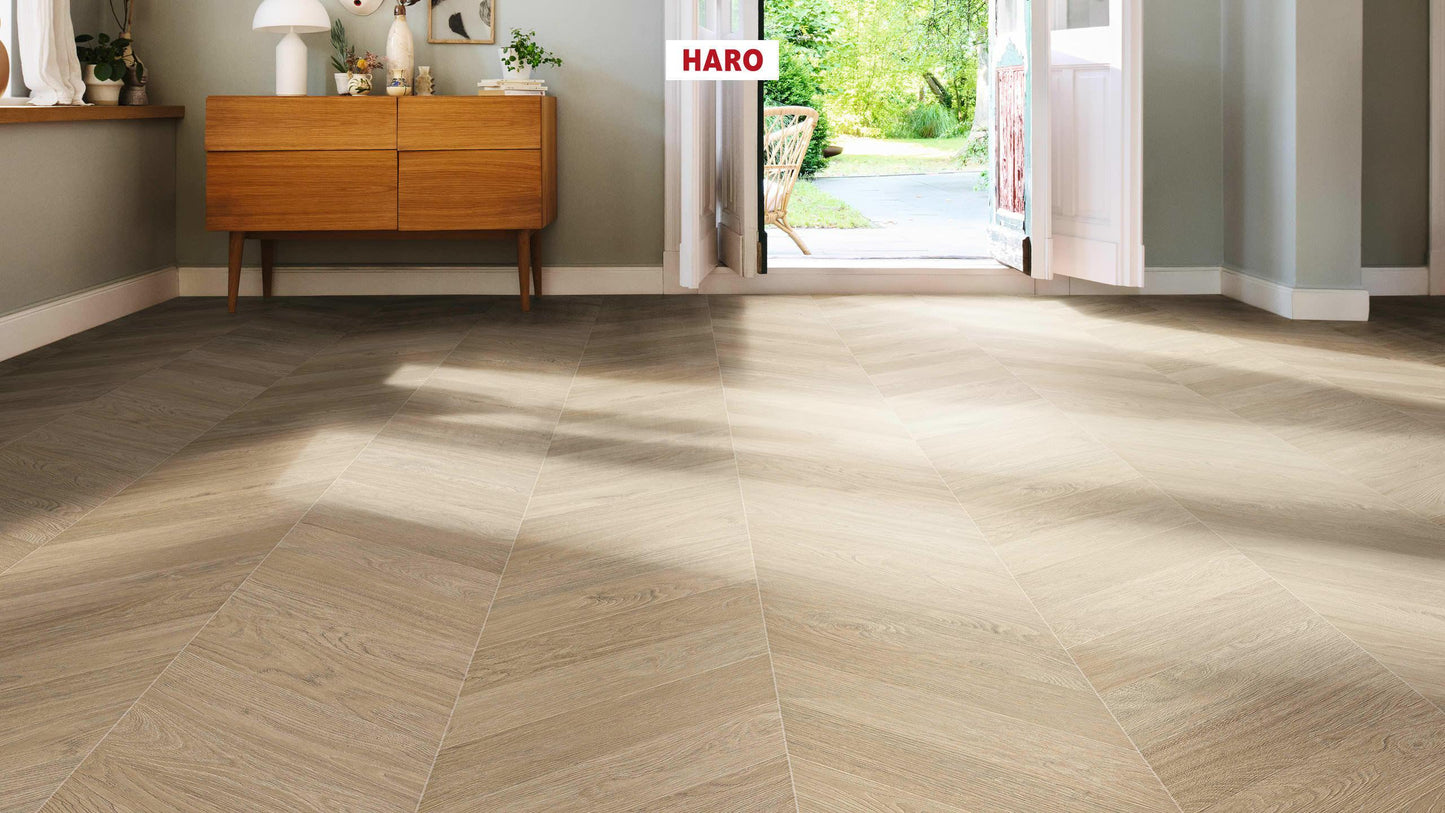 HARO Laminatboden TRITTY 200 Aqua Chevron 4VM Eiche weiß* authentic Lock Connect plus