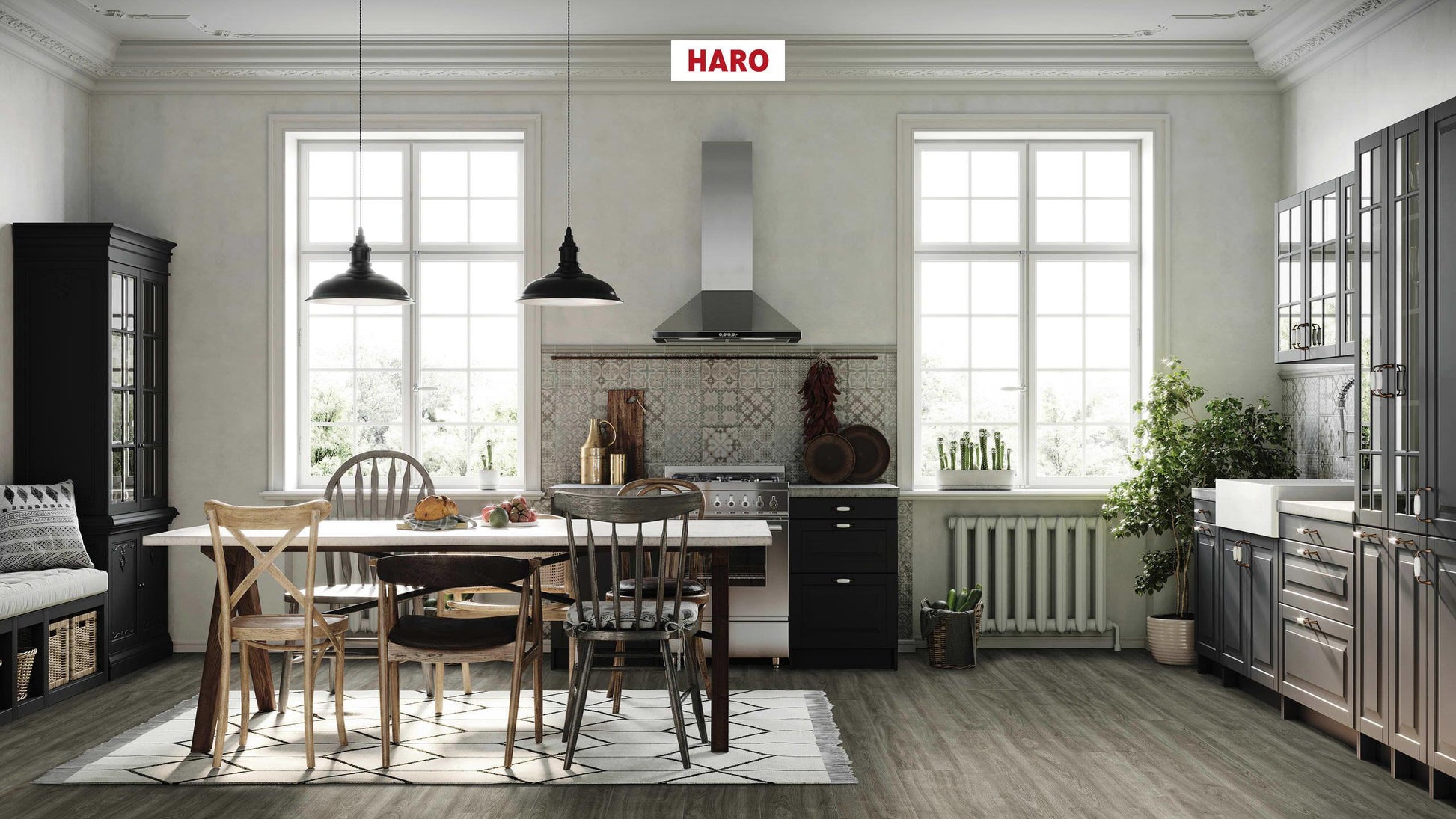 HARO Laminatboden TRITTY 200 Aqua Gran Via 4V Eiche Eleganza antikgrau* authentic Silent CT Top Connect