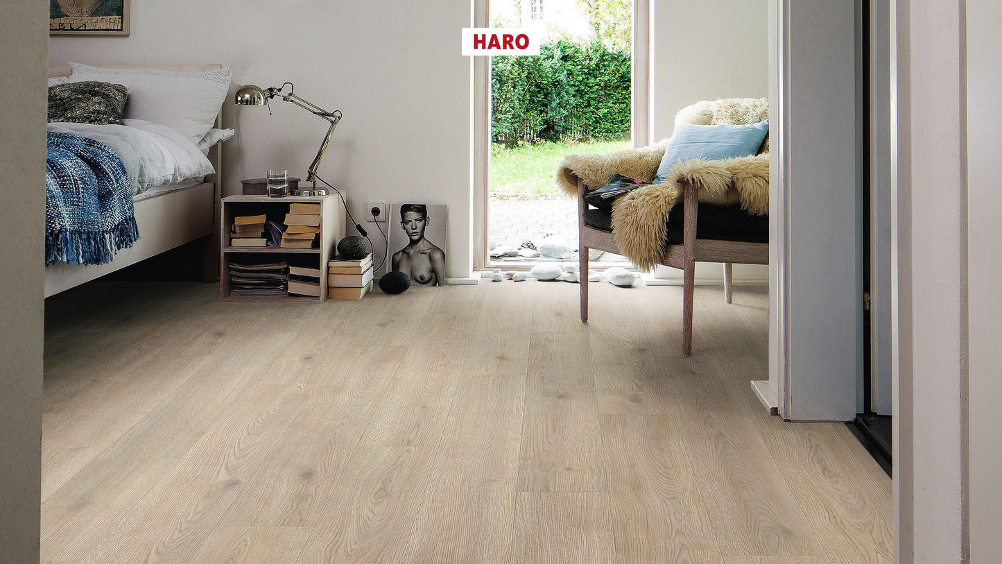 HARO Laminatboden TRITTY 200 Aqua Landhausdiele 4V Eiche Contura steingrau* authentic Silent CT Top Connect
