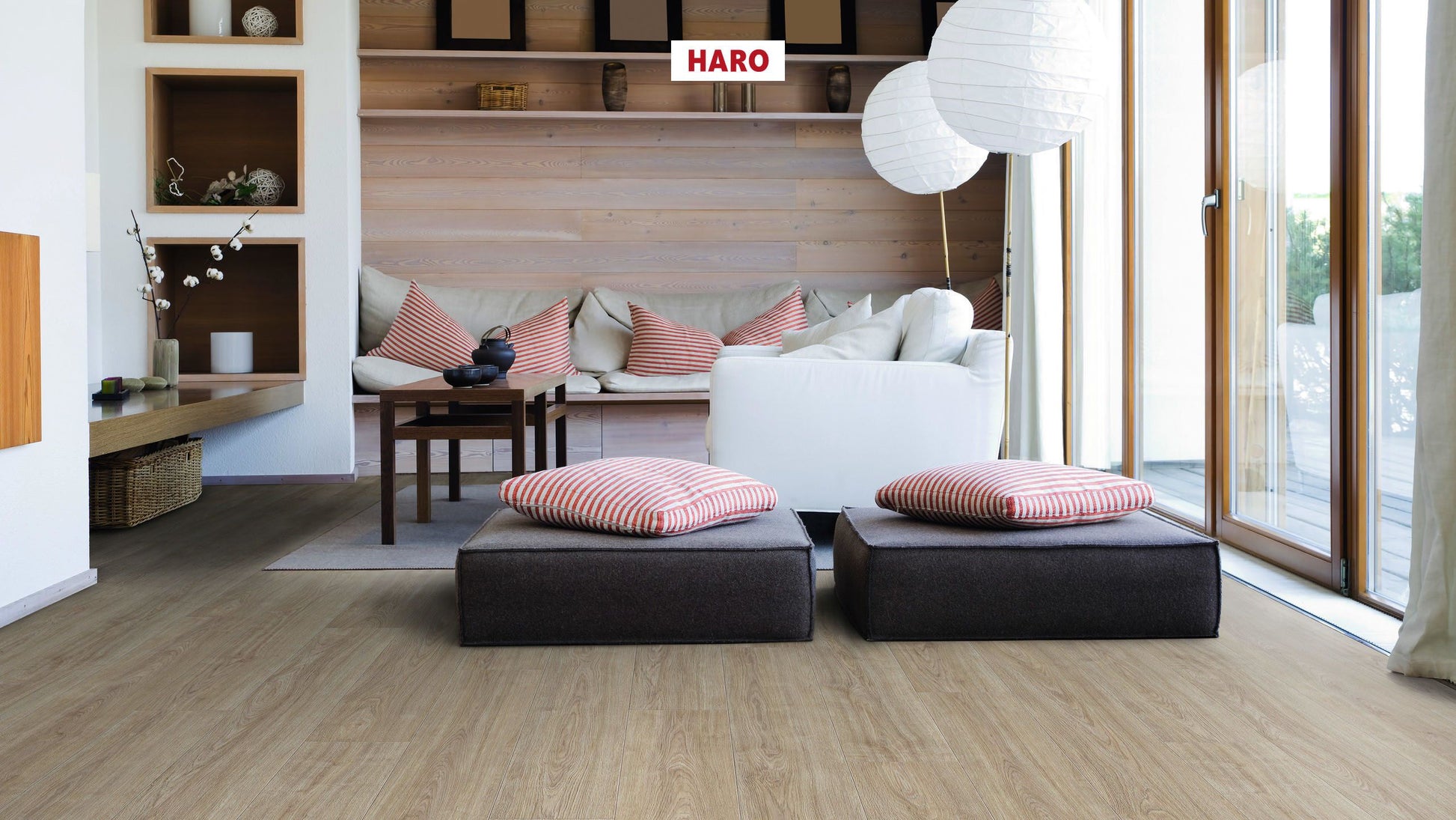 HARO Laminatboden TRITTY 200 Aqua Landhausdiele 4V Eiche Eleganza cremeweiß* authentic Silent CT Top Connect