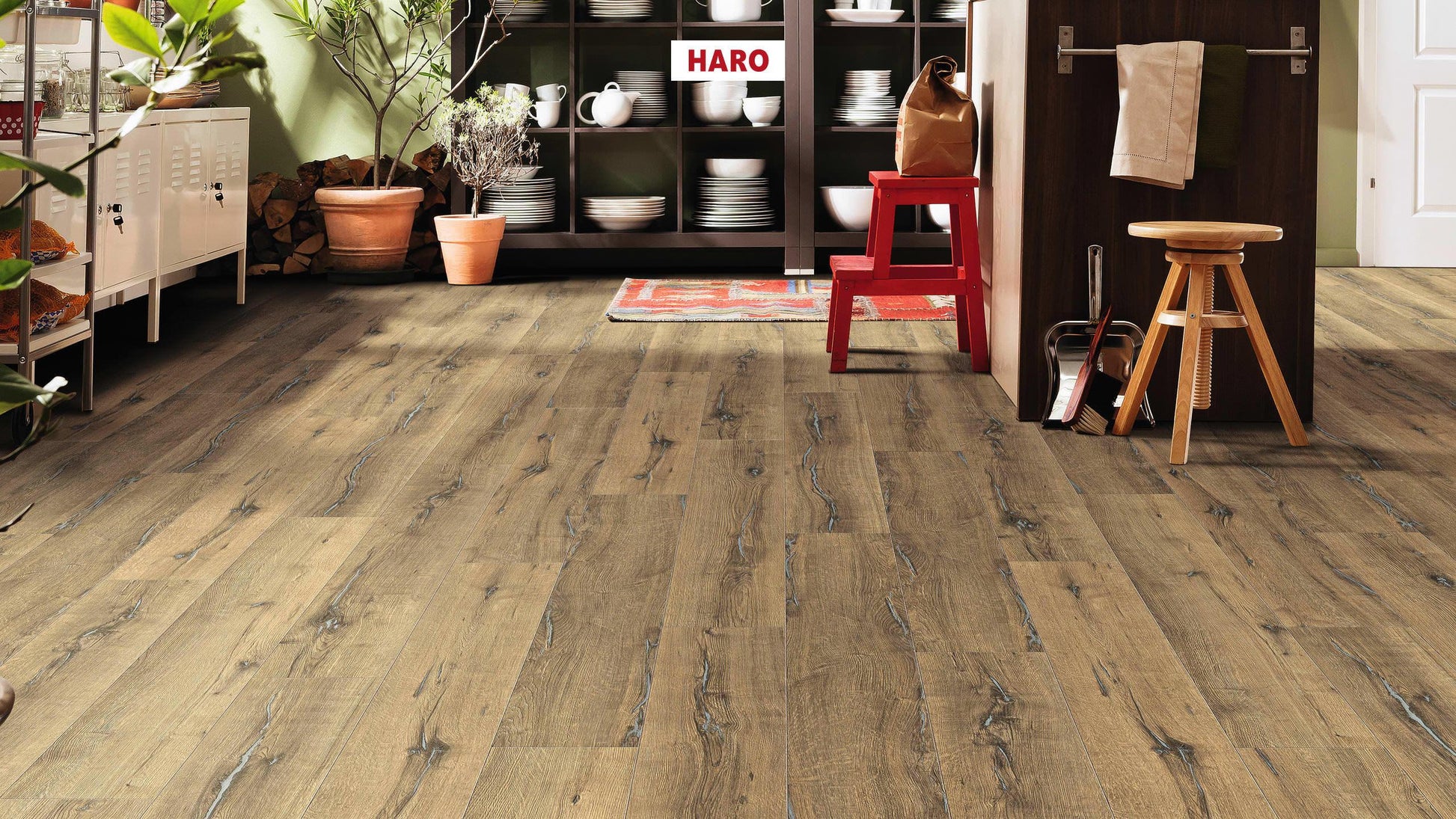 HARO Laminatboden TRITTY 200 Aqua Landhausdiele 4V Eiche Metallic natur* authentic Silent CT Top Connect