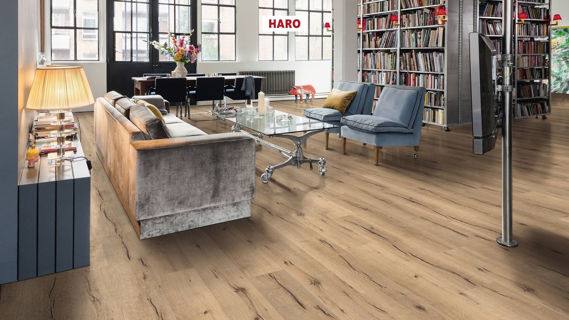 HARO Laminatboden TRITTY 90 Landhausdiele 4V Eiche italica creme* authentic Silent Pro Top Connect