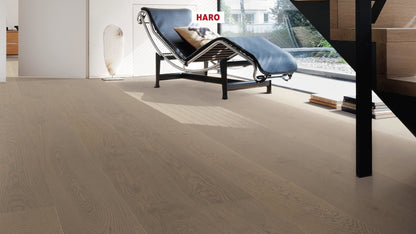 HARO PARKETT 4000 Landhausdiele 180 4V Eiche muschelgrau Markant strukturiert naturaLin plus Top Connect