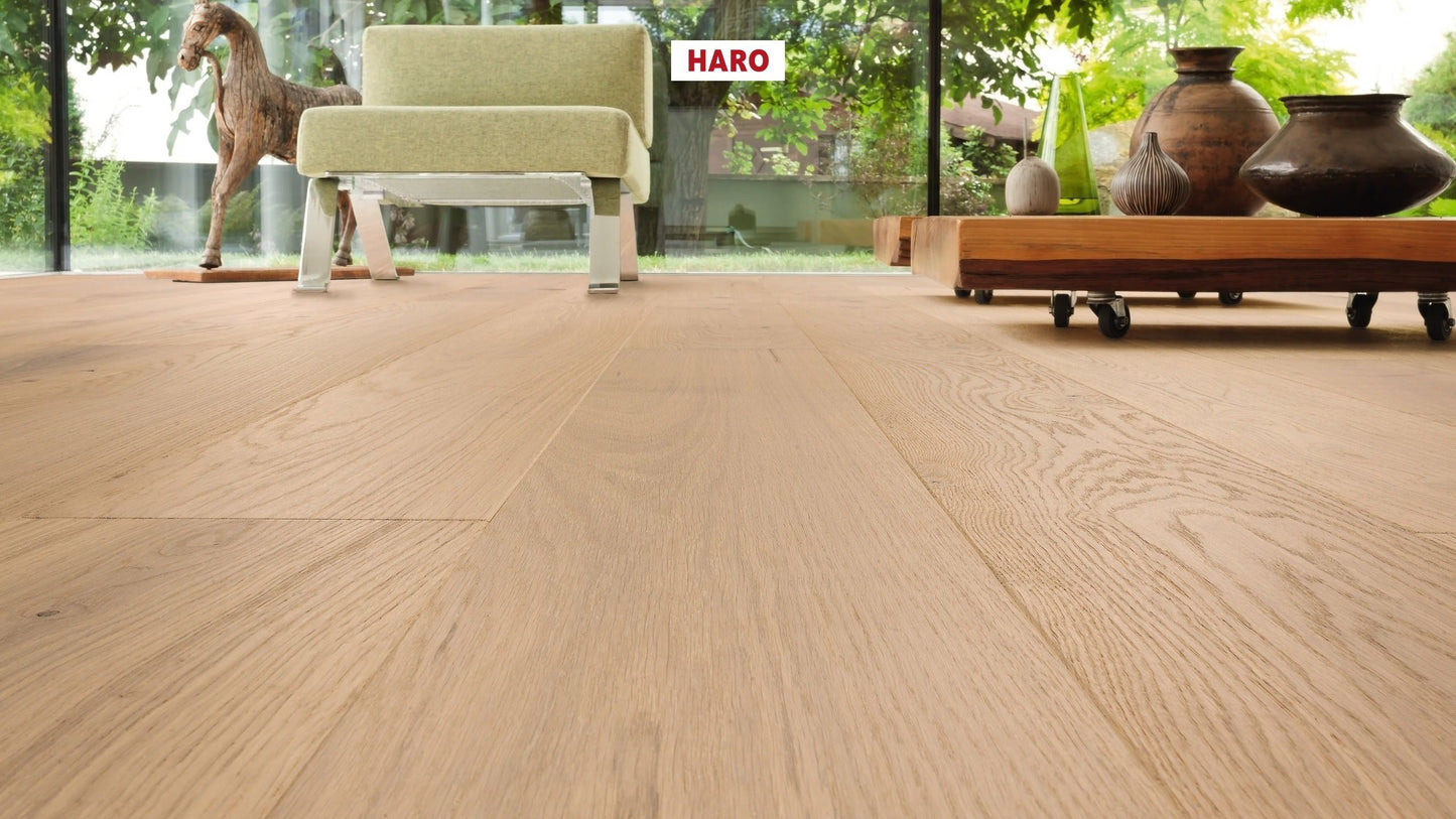HARO PARKETT 4000 Landhausdiele 180 4V Eiche puroweiß Sauvage strukturiert naturaLin plus Top Connect