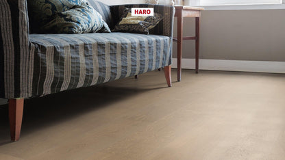 HARO PARKETT 4000 Landhausdiele 180 4V Eiche sandgrau Markant strukturiert naturaLin plus Top Connect