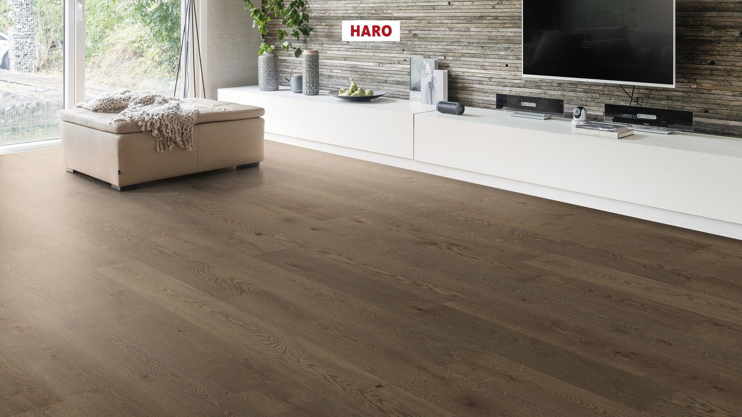 HARO PARKETT 4000 Landhausdiele 180 4V Eiche schilfbraun Sauvage strukturiert naturaLin plus Top Connect