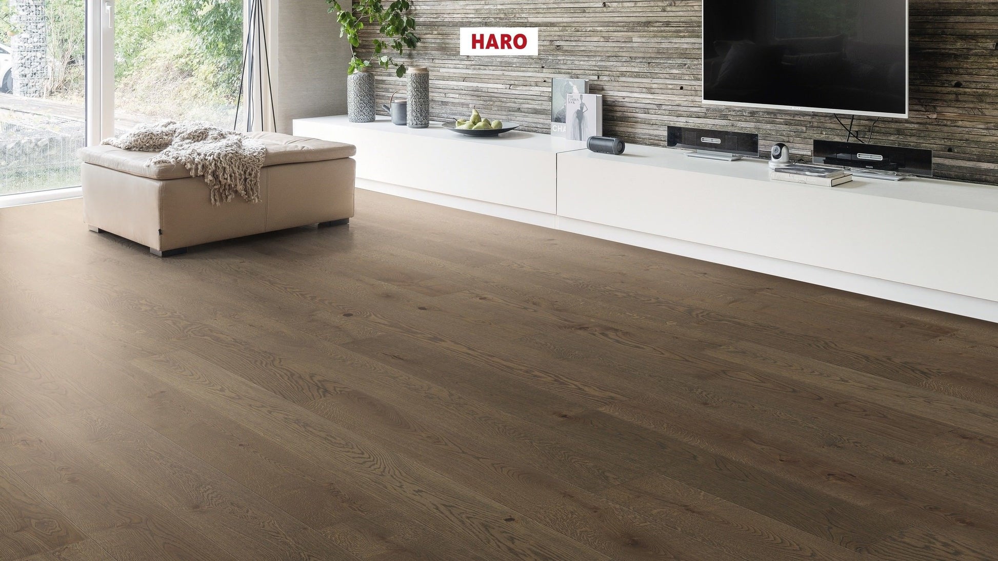 HARO PARKETT 4000 Landhausdiele 180 4V Eiche schilfbraun Sauvage strukturiert naturaLin plus Top Connect