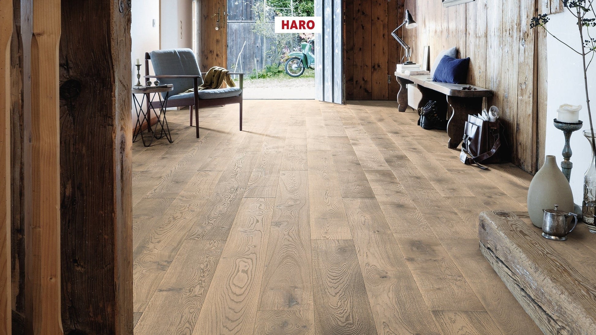 HARO PARKETT 4000 Landhausdiele 180 4V Eiche tabakgrau Sauvage retro strukturiert naturaLin plus Top Connect