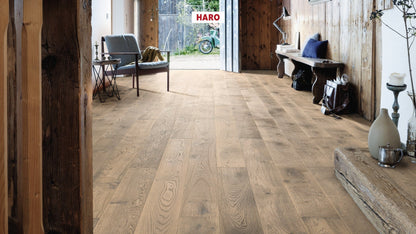HARO PARKETT 4000 Landhausdiele 180 4V Eiche tabakgrau Sauvage retro strukturiert naturaLin plus Top Connect