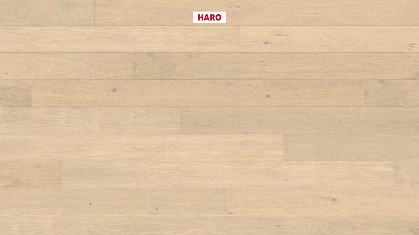 HARO PARKETT 4000 Landhausdiele Maxim 4V Eiche lichtweiß Markant strukturiert naturaDur Nut & Feder