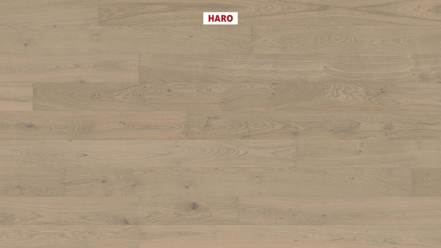 HARO PARKETT 4000 Landhausdiele Maxim 4V Eiche sandgrau Markant strukturiert naturaDur Nut & Feder