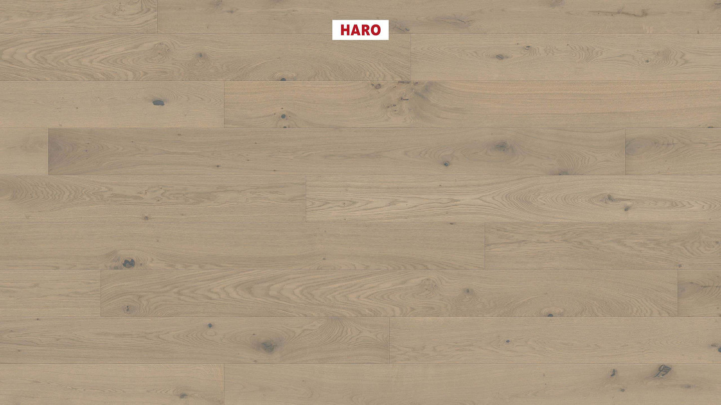 HARO PARKETT 4000 Landhausdiele Maxim 4V Eiche sandgrau Sauvage strukturiert naturaDur Nut & Feder