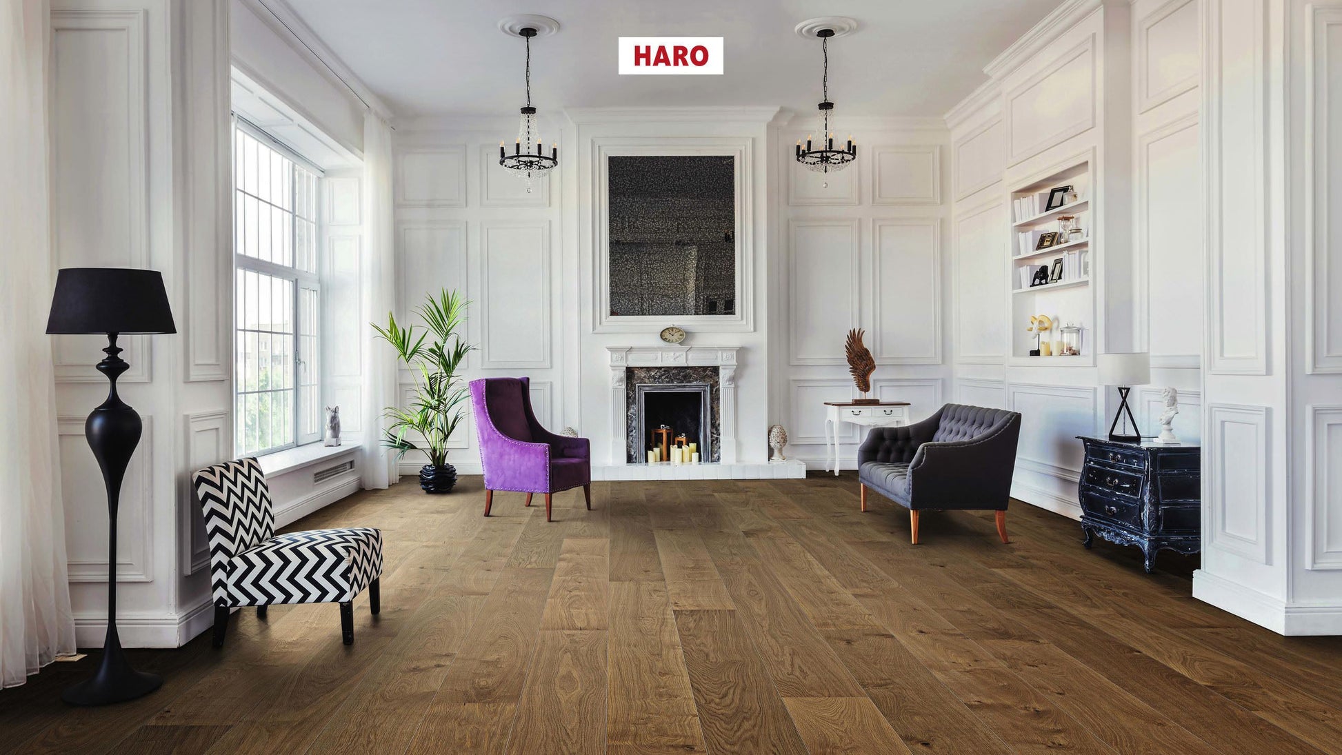 HARO PARKETT 4000 Landhausdiele Plaza 240 4V Bernsteineiche Markant strukturiert naturaLin plus Top Connect