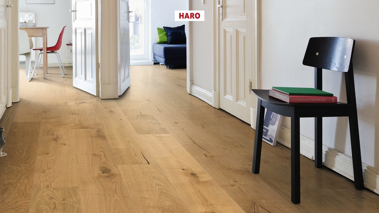 HARO PARKETT 4000 Landhausdiele Plaza 240 4V Eiche invisible Sauvage strukturiert naturaLin plus Top Connect