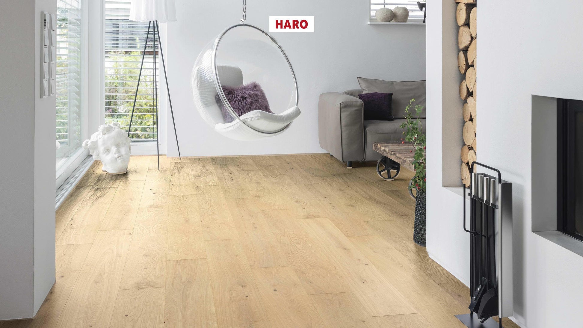 HARO PARKETT 4000 Landhausdiele Plaza 240 4V Eiche lichtweiß Markant strukturiert naturaLin plus Top Connect