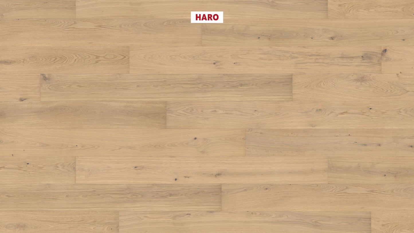 HARO PARKETT 4000 Landhausdiele Plaza 240 4V Eiche lichtweiß Markant strukturiert naturaLin plus Top Connect