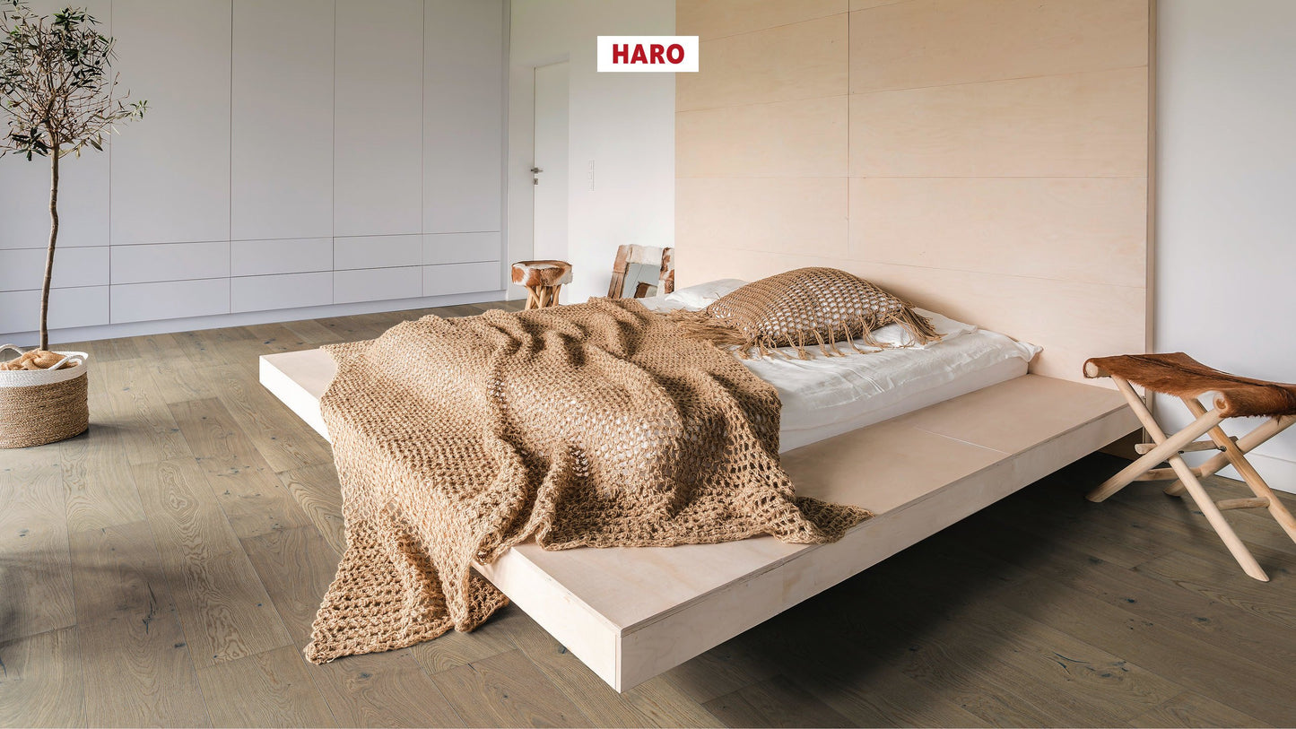 HARO PARKETT 4000 Landhausdiele Plaza 240 4V Eiche lichtweiß Sauvage strukturiert naturaDur Top Connect