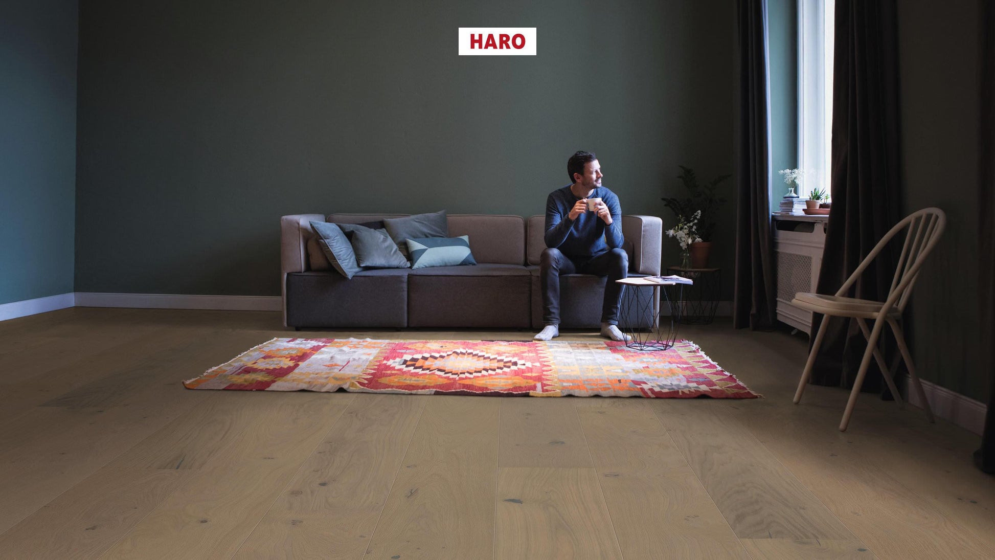 HARO PARKETT 4000 Landhausdiele Plaza 240 4V Eiche sandgrau Sauvage strukturiert naturaLin plus Top Connect