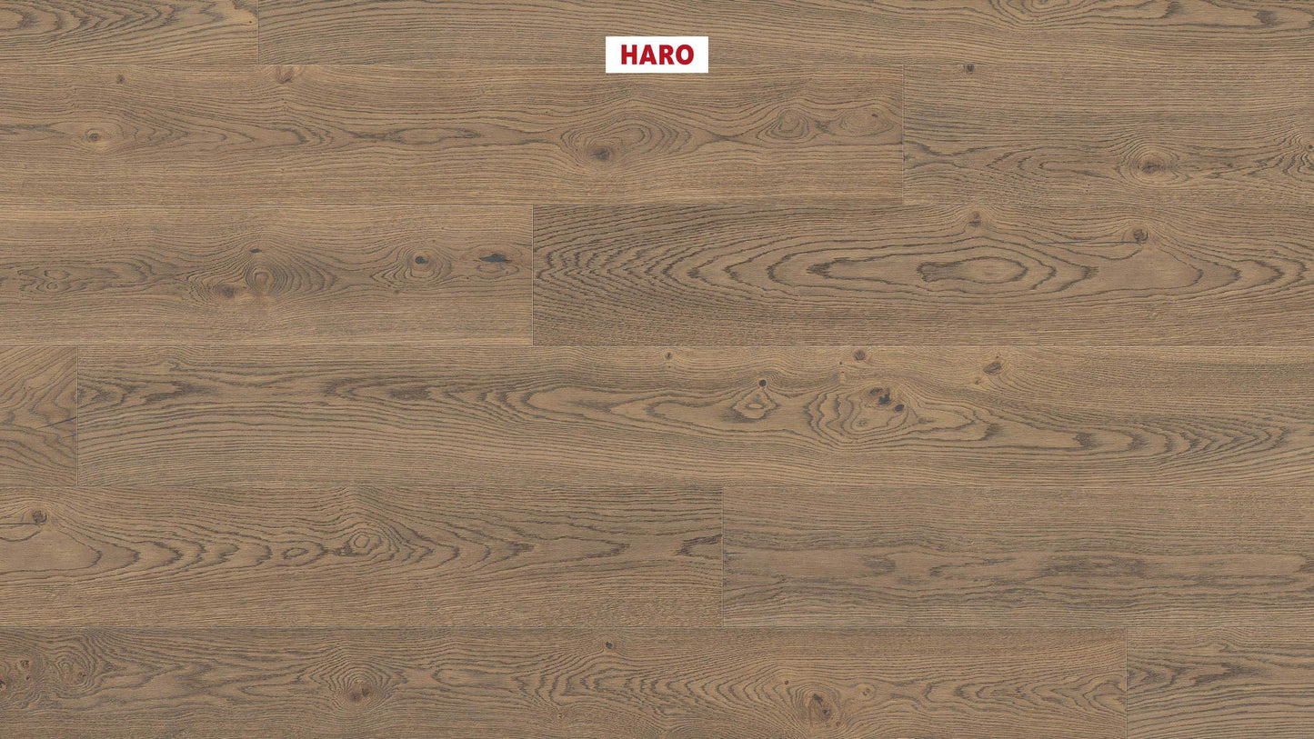 HARO PARKETT 4000 Landhausdiele Plaza 240 4V Eiche tabakgrau Universal alpin strukturiert naturaLin plus Top Connect
