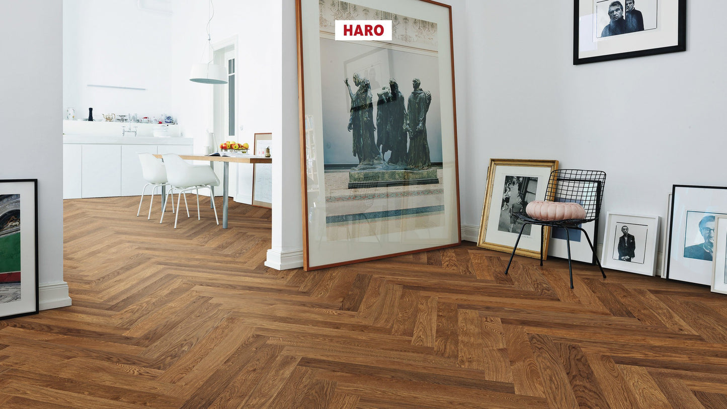 HARO PARKETT 4000 Landhausdiele Prestige Bernsteineiche Markant strukturiert naturaDur Nut & Feder