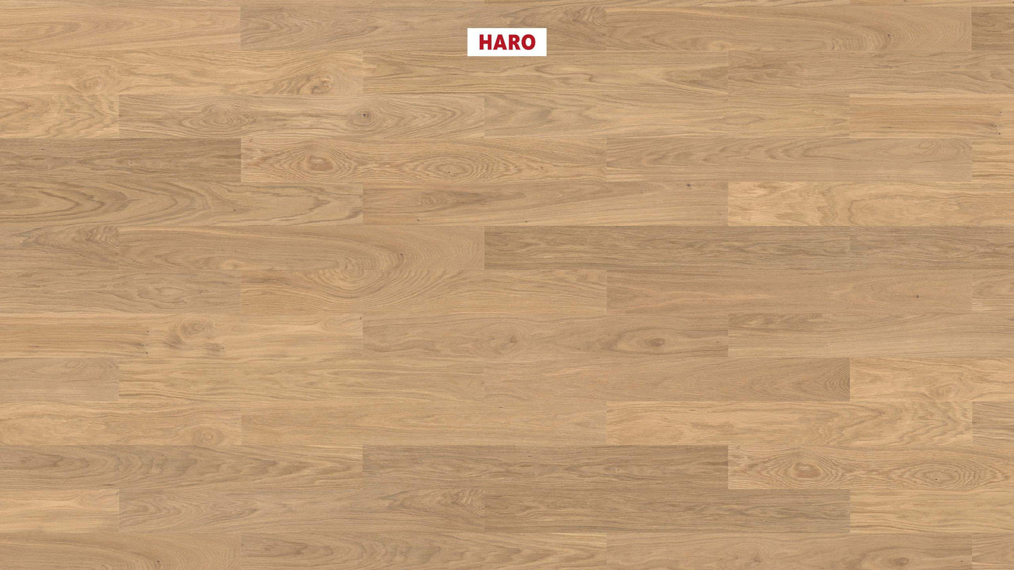 HARO PARKETT 4000 Landhausdiele Prestige Eiche lichtweiß Markant strukturiert naturaDur Nut & Feder