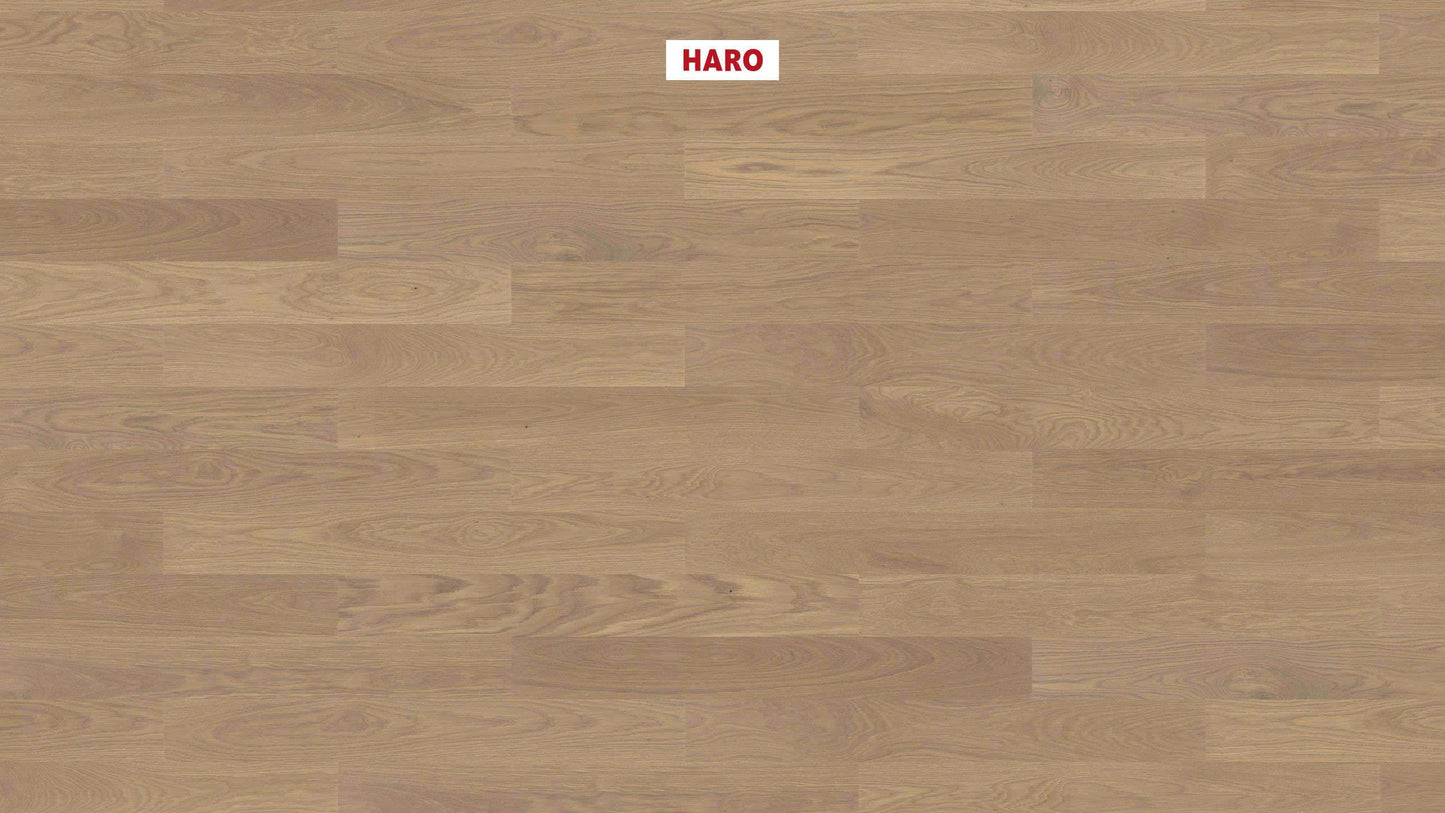 HARO PARKETT 4000 Landhausdiele Prestige Eiche sandgrau Markant strukturiert naturaDur Nut & Feder