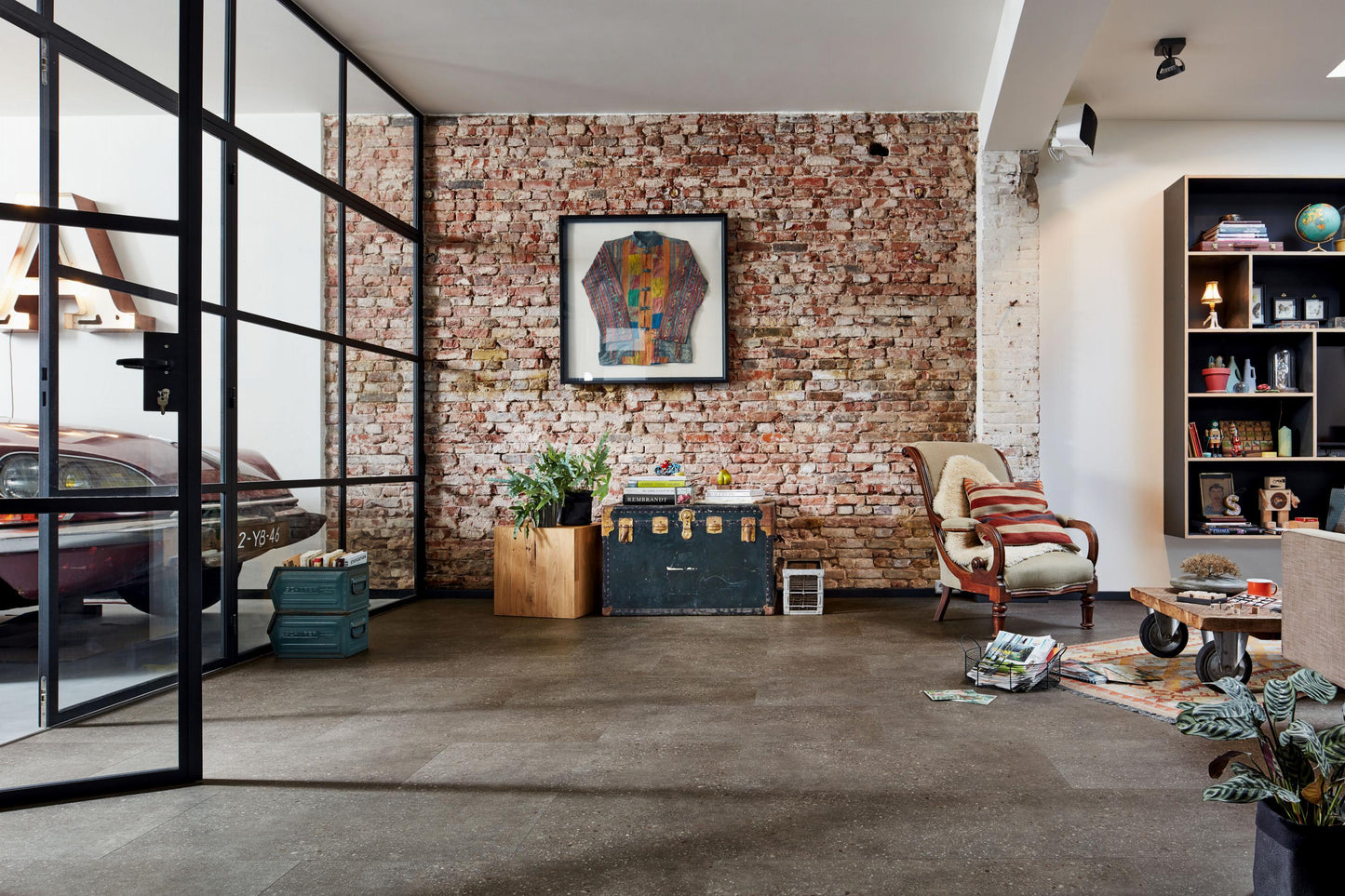 MEISTER | DB 400 | MeisterDesign. flex | Designboden | Terrazzo dunkel | 06858 | Steinporen-Struktur