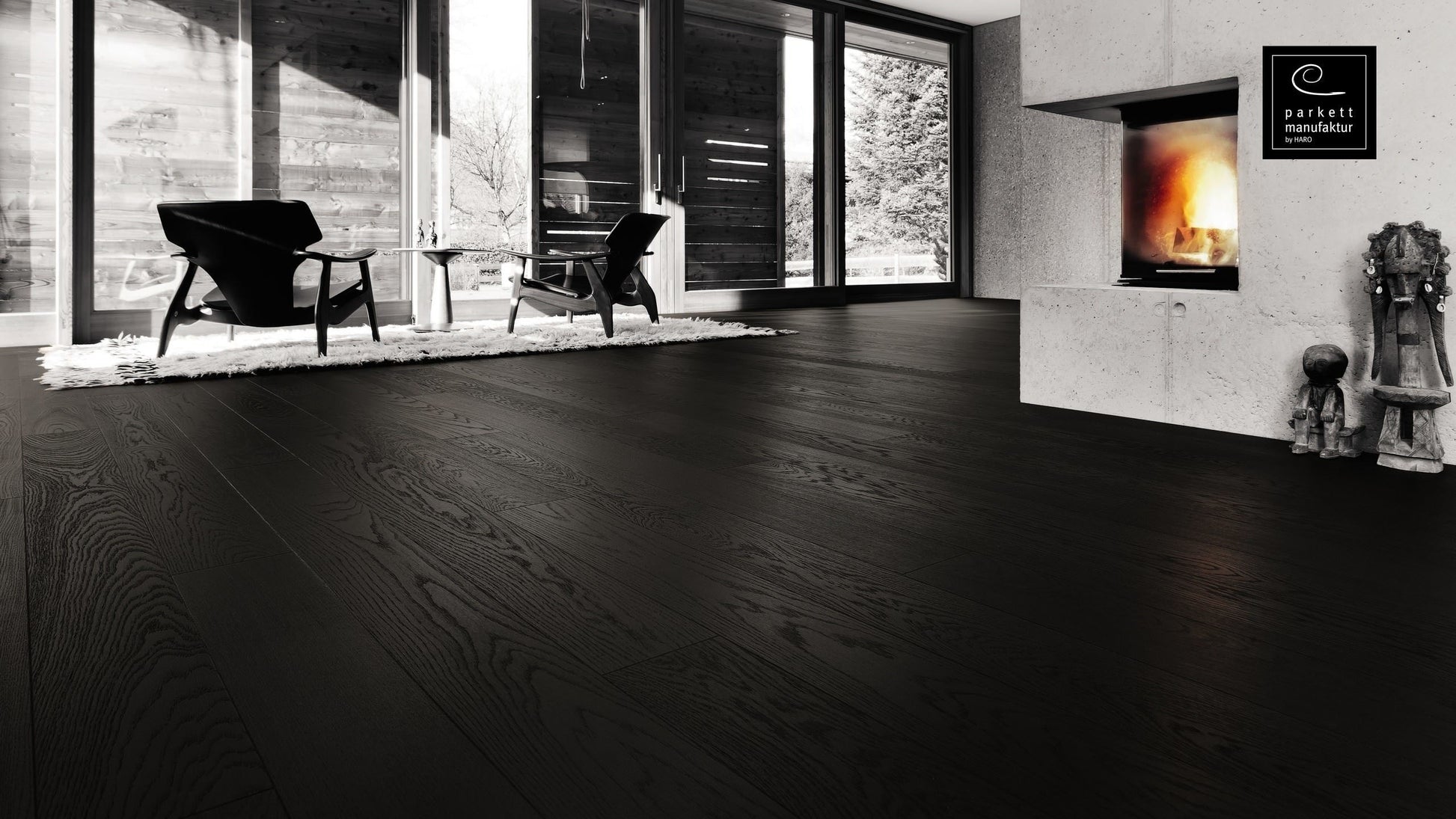 parkettmanufaktur by HARO 4000 Landhausdiele 4V Eiche carbonschwarz Selectiv strukturiert oleovera Top Connect