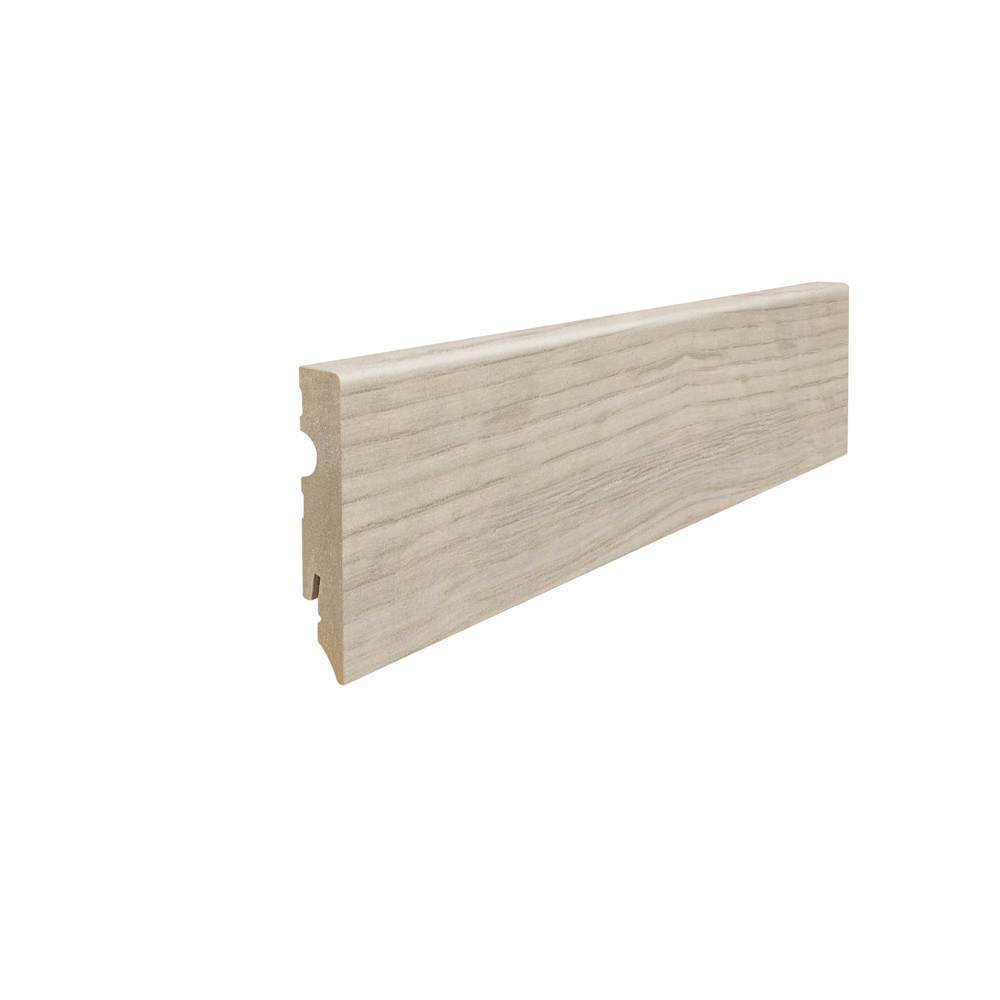 Stecksockelleiste 15x80mm Kubus 2,2m MDF-foliert Eiche Sicilia weiß / Bergamo silbergrau*