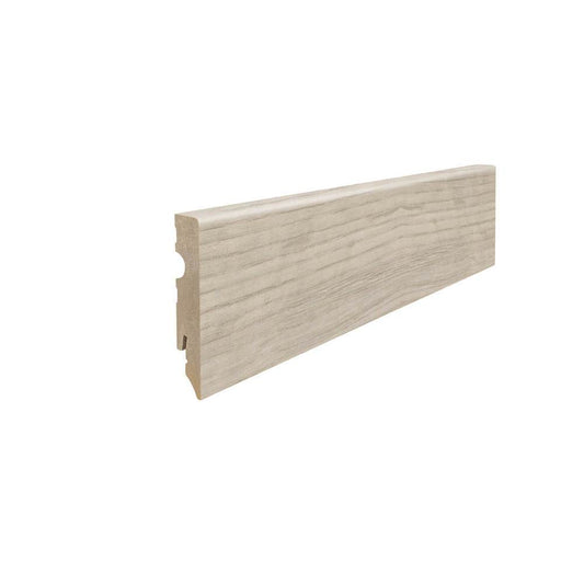 Stecksockelleiste 15x80mm Kubus 2,2m MDF-foliert Eiche Sicilia weiß / Bergamo silbergrau*