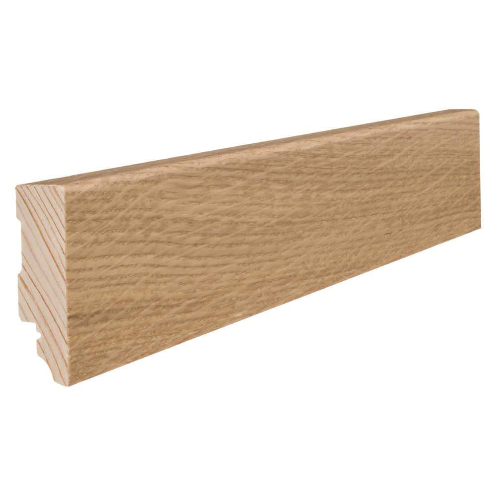 Stecksockelleiste 16x58mm ohne Fräsung 2,2m furniert matt-versiegelt Eiche lichtweiß