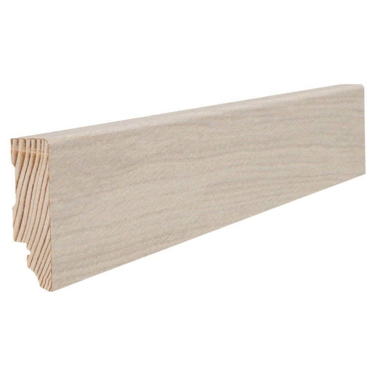 Stecksockelleiste 16x58mm ohne Fräsung 2,7m furniert geölt Eiche sandweiß