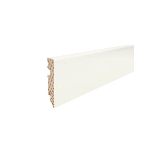 Stecksockelleiste Massivholzkern 15x80mm Kubus 2,2m foliert strong, matt-optik weiß