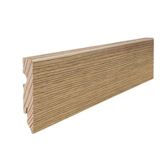 Stecksockelleiste Massivholzkern 15x80mm Kubus 2,2m foliert wasserresistent Eiche Metallic natur*