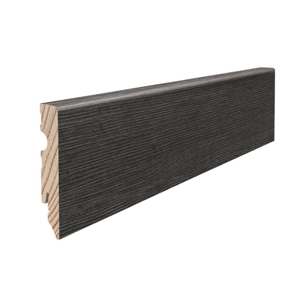 Stecksockelleiste Massivholzkern 15x80mm Kubus 2,2m foliert wasserresistent Eiche Metallic schwarz*
