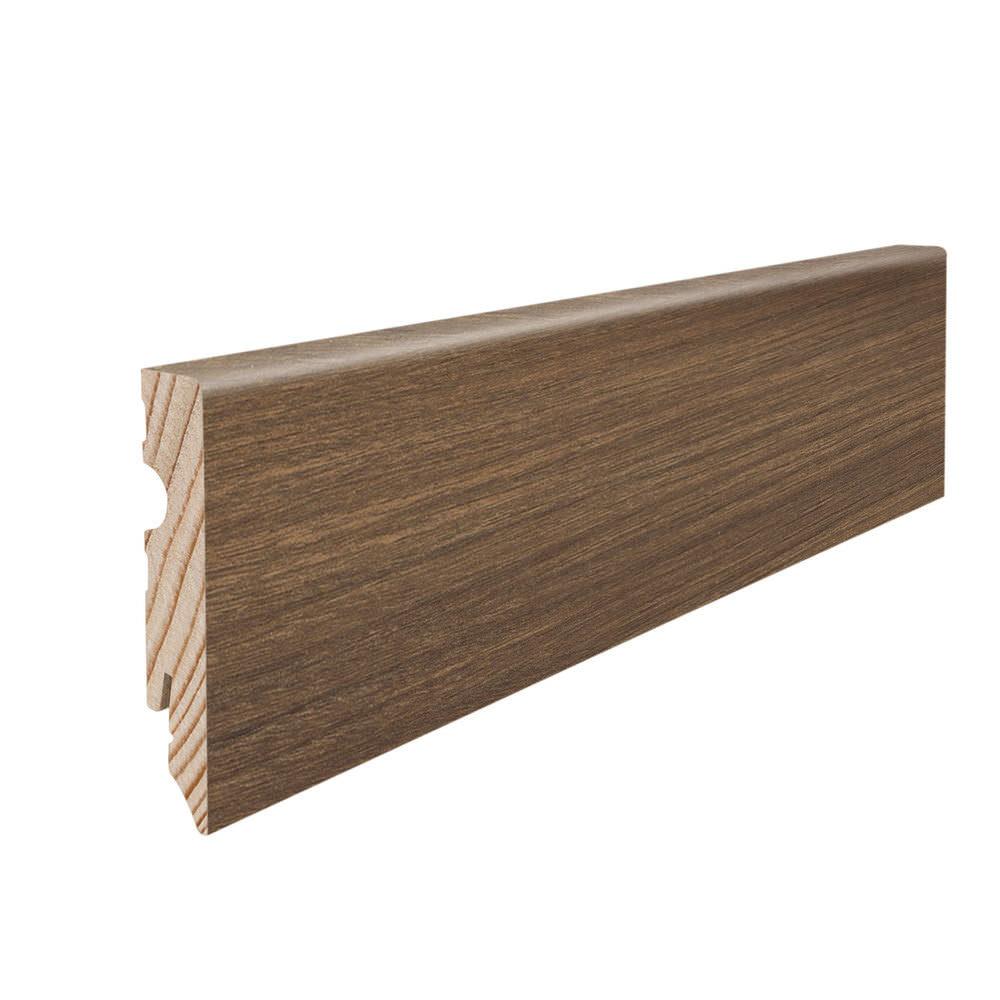 Stecksockelleiste Massivholzkern 15x80mm Kubus 2,2m foliert wasserresistent Nussbaum Vario*