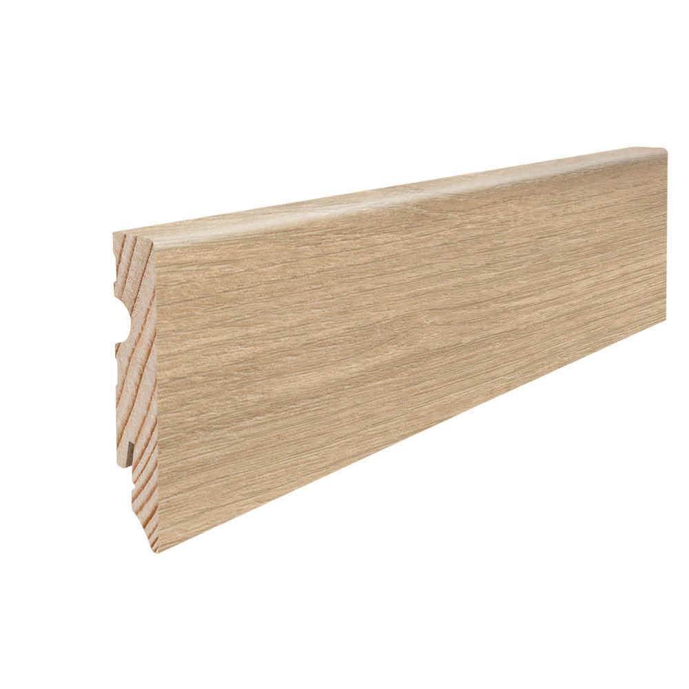 Stecksockelleiste Massivholzkern 15x80mm Kubus 2,2m foliert wasserresistent Silberahorn Vario*