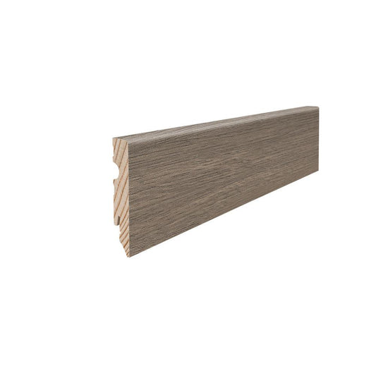 Stecksockelleiste Massivholzkern 15x80mm Kubus 2,2m MDF-foliert wasserresistent Eiche Eleganza antikgrau*