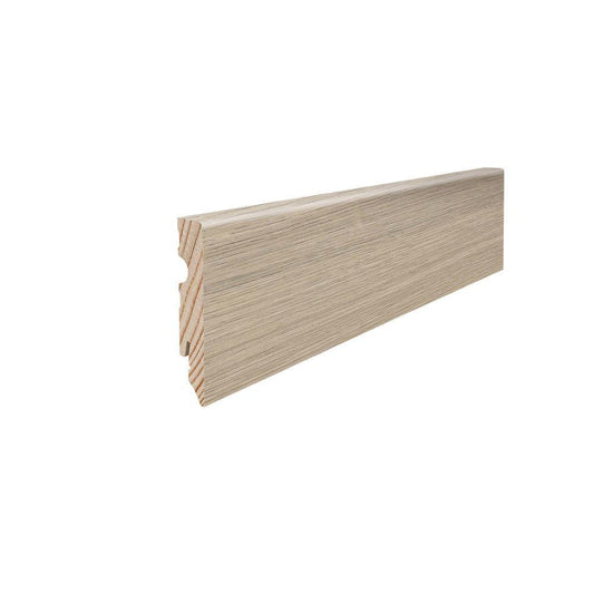 Stecksockelleiste Massivholzkern 15x80mm Kubus 2,2m MDF-foliert wasserresistent Eiche Emilia samtgrau*
