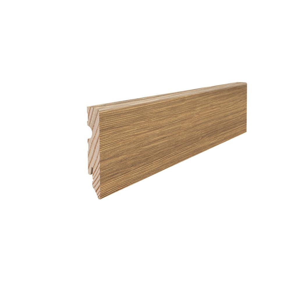 Stecksockelleiste Massivholzkern 15x80mm Kubus 2,2m MDF-foliert wasserresistent Eiche Portland natur*