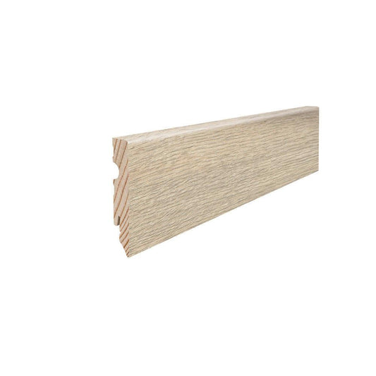 Stecksockelleiste Massivholzkern 15x80mm Kubus 2,2m MDF-foliert wasserresistent Highland Eiche/Contura steingrau*