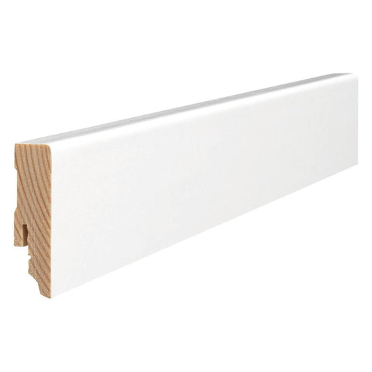 Stecksockelleiste Massivholzkern 16x58mm Kubus 2,2m foliert strong, matt-optik weiß